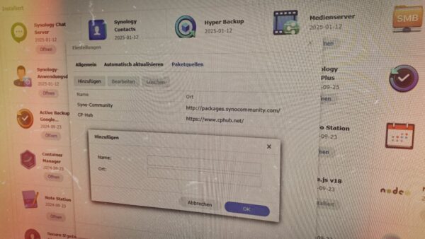 Synology: Einrichten weiterer Paketquellen