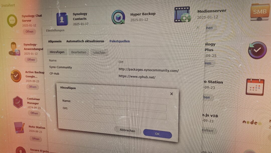 Synology Paketquelle hinzufügen