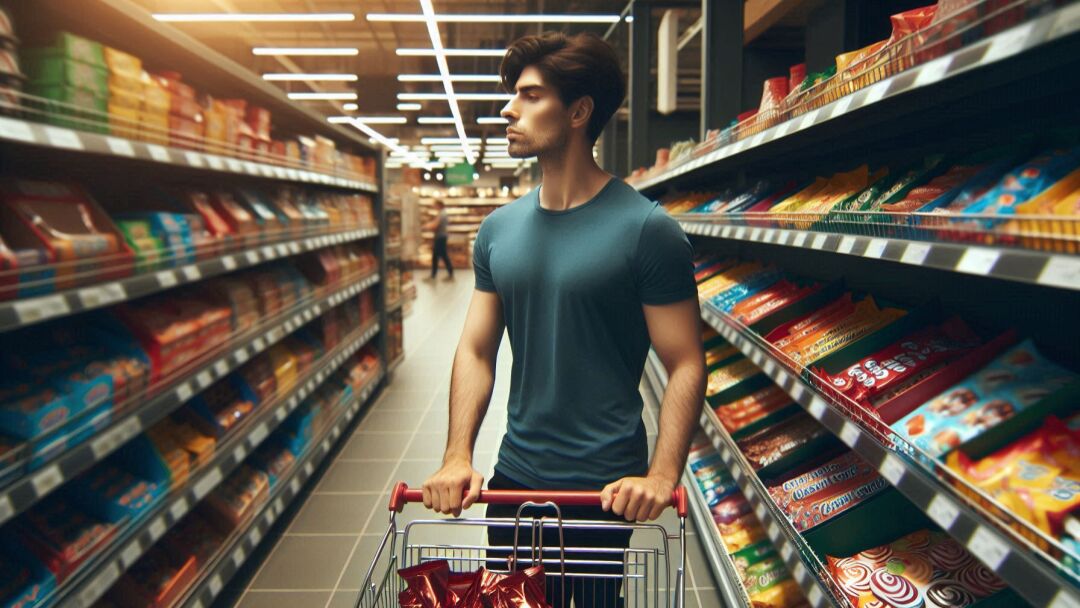 Mann im Supermarkt